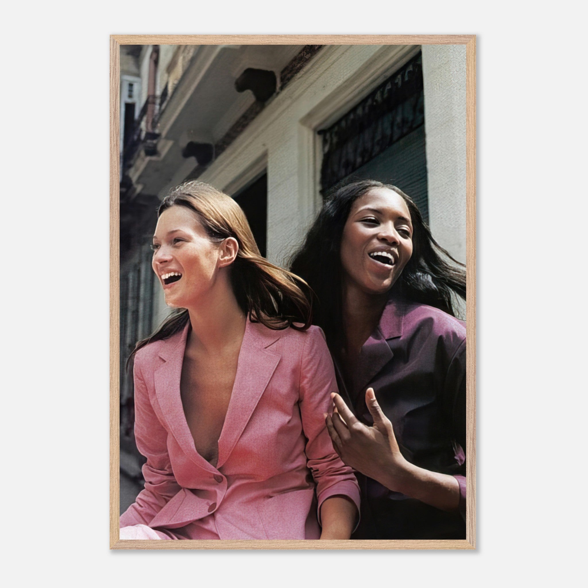 Naomi Campbell and Kate Moss vintage framed print capturing a timeless fashion moment.