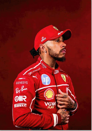 Lewis Hamilton with Ferrari Racing Suit