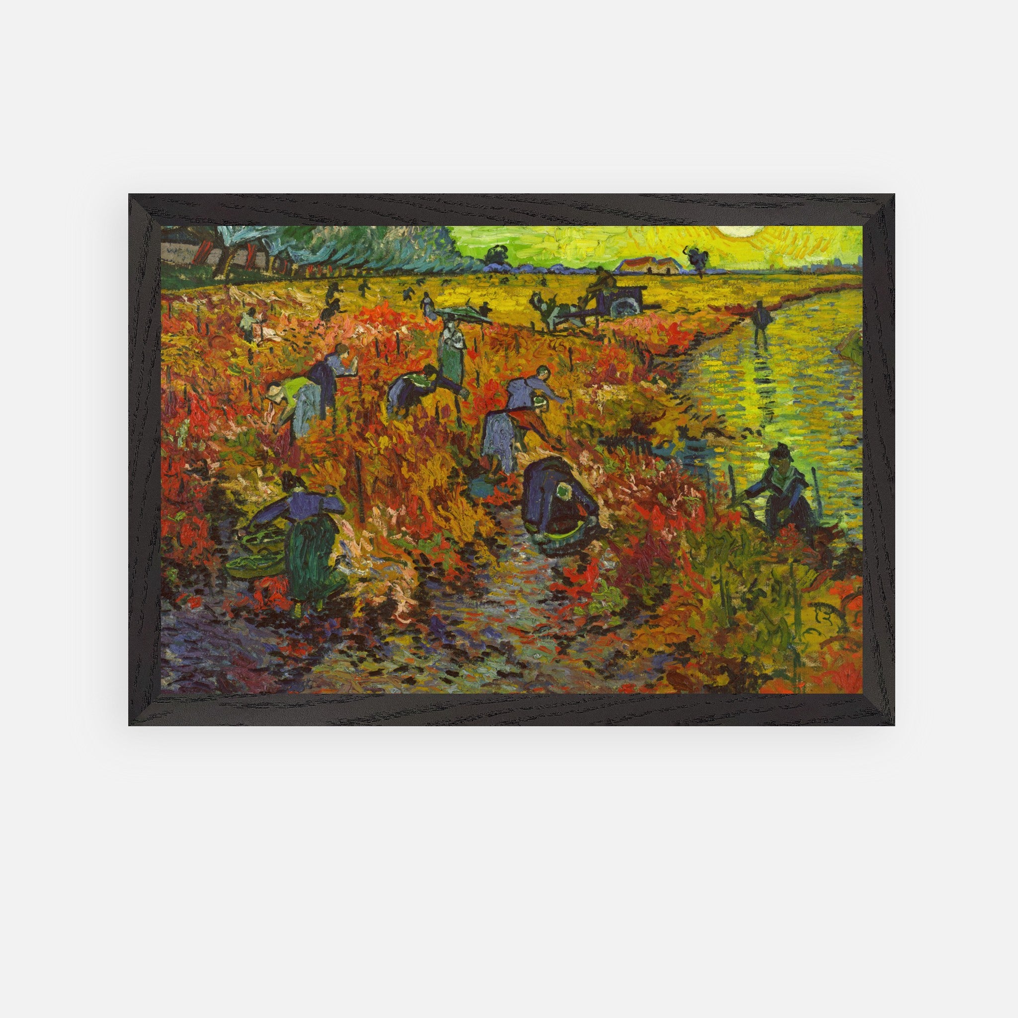 The Red Vineyard by Van Gogh, vibrant autumn scene with harvesters, museum-quality Giclée print.