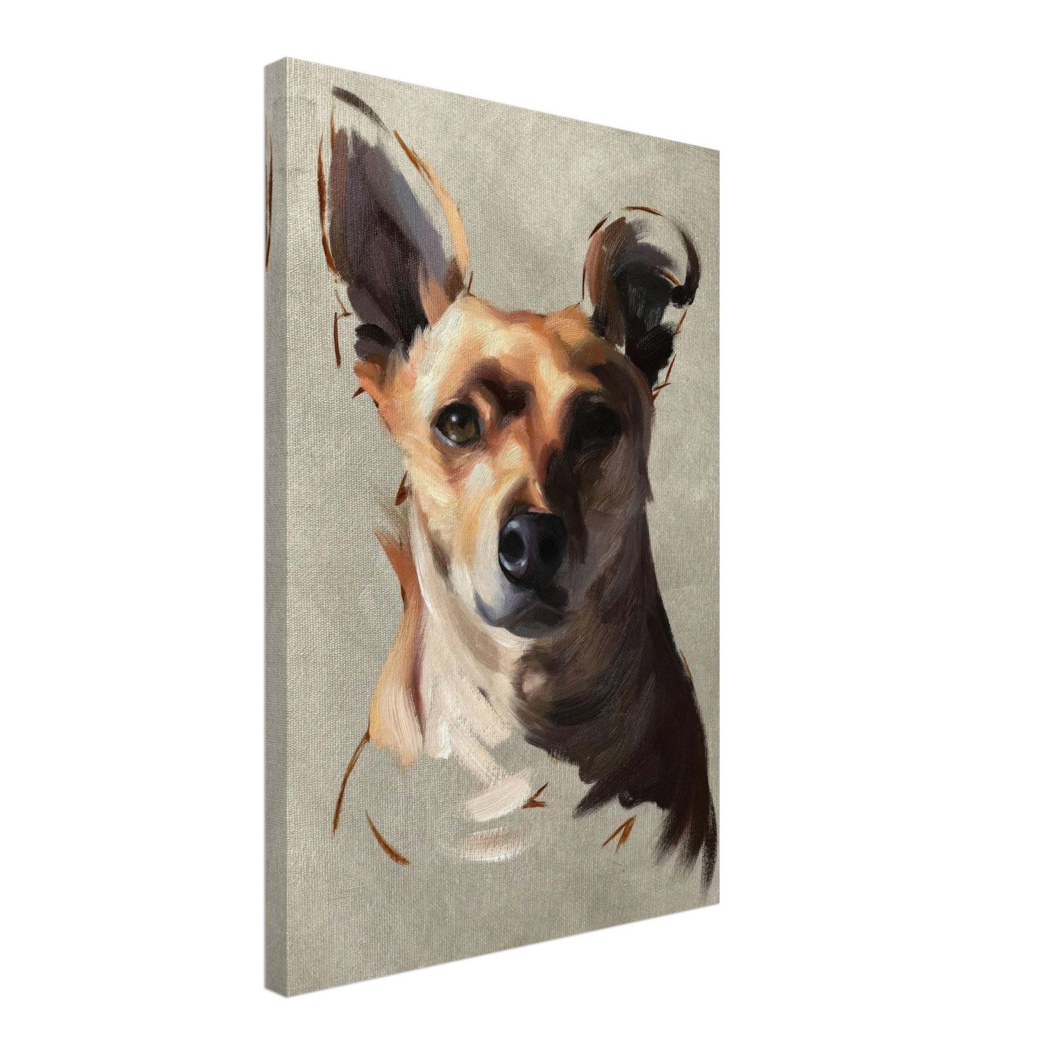 Chihuahua dog painting canvas print featuring expressive brushstrokes and warm colors, perfect for home decor.