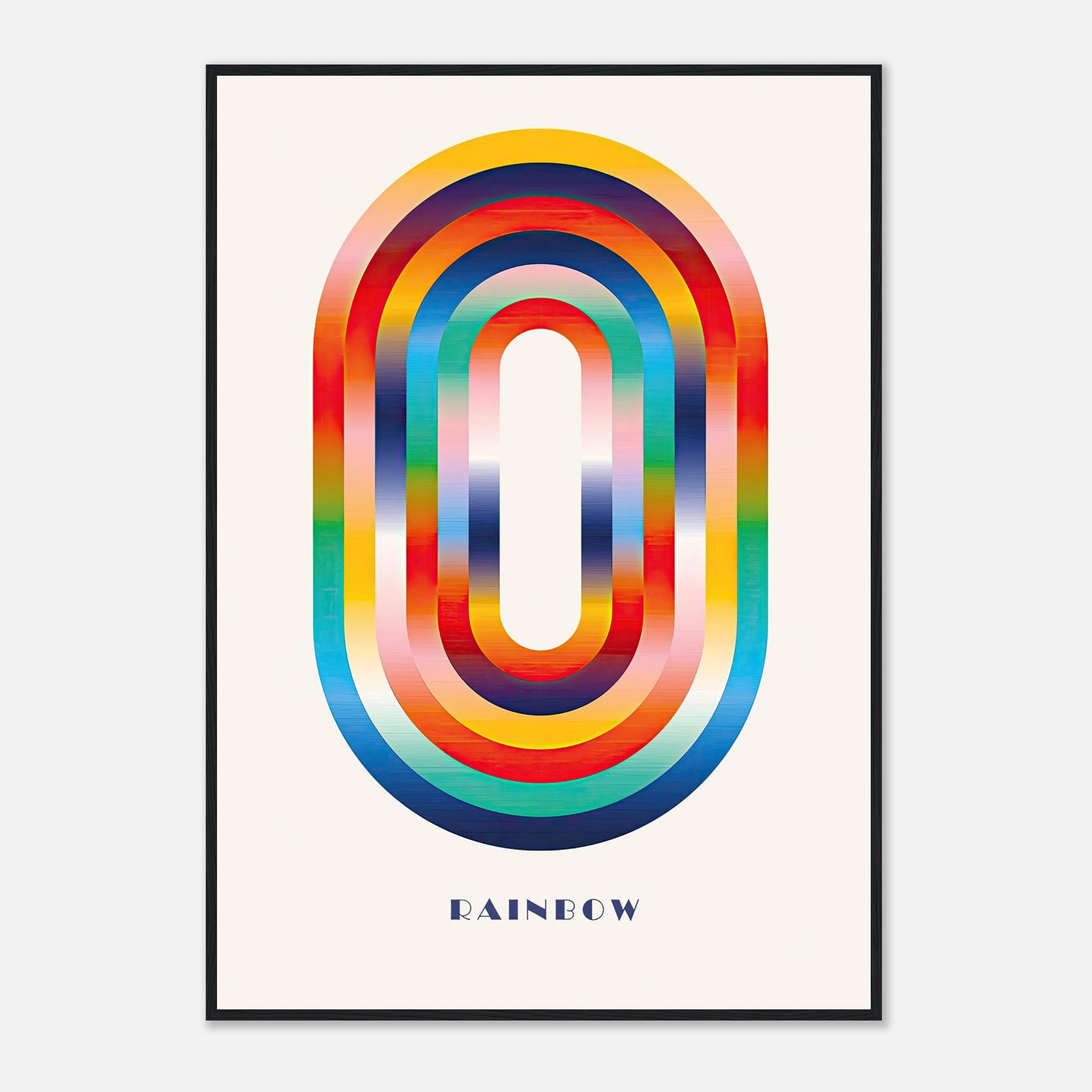 Framed abstract rainbow geometric art print featuring vibrant colors and smooth gradients.