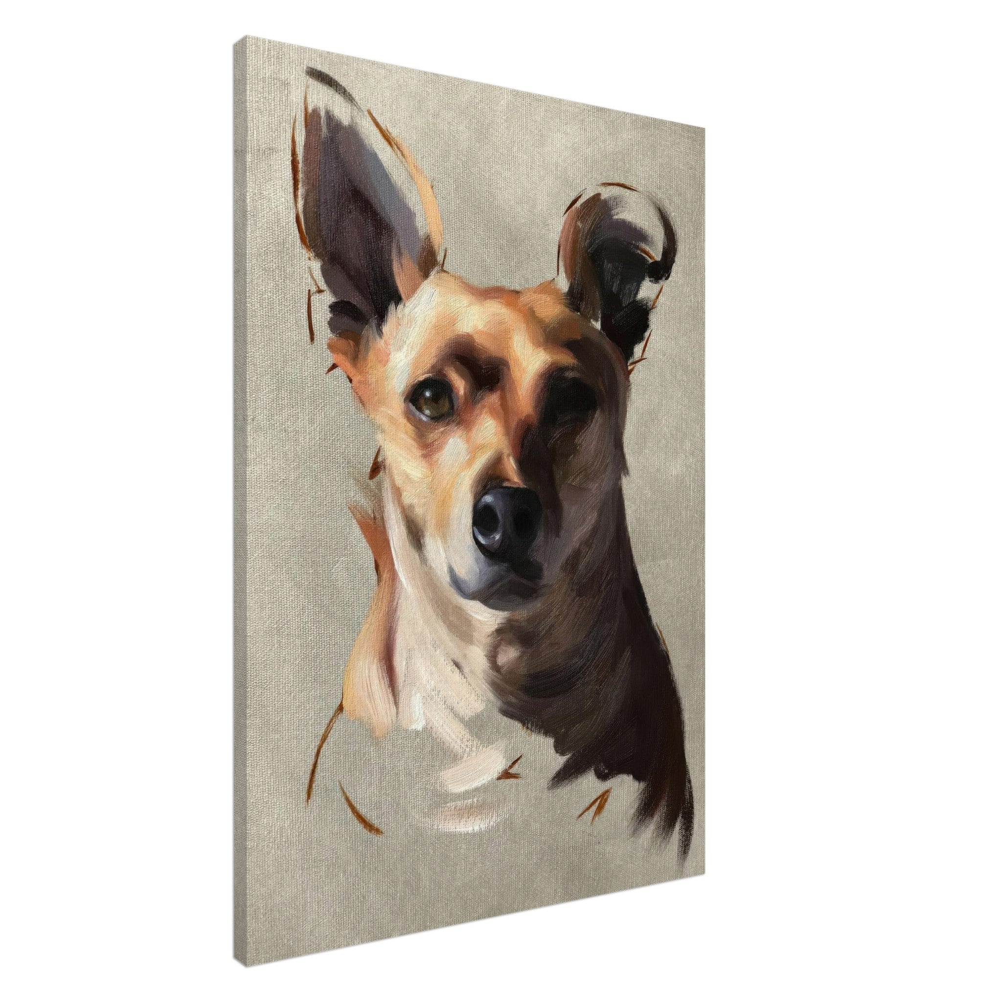 Chihuahua Dog Painting Canvas Print featuring expressive brushstrokes and a warm color palette.