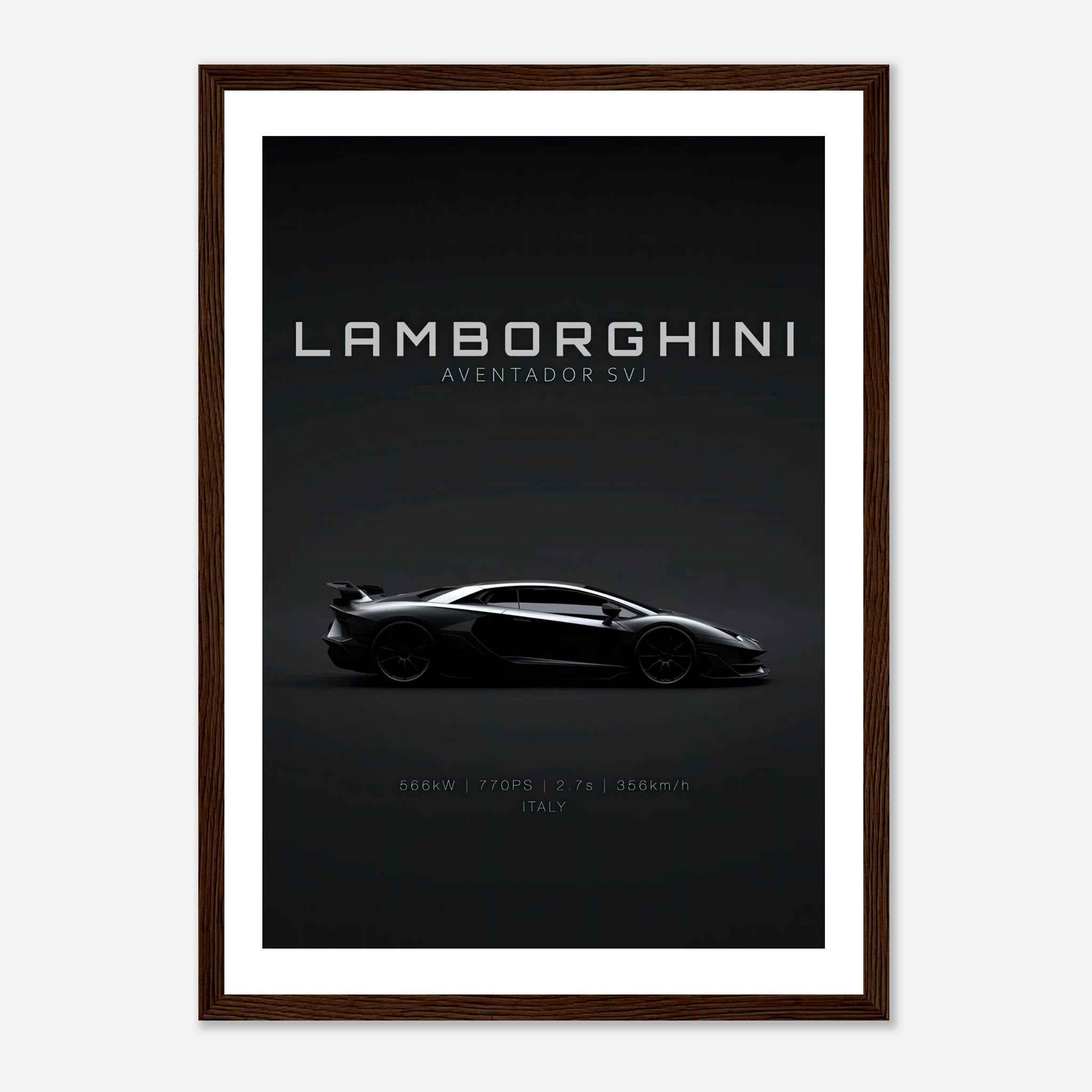 Lamborghini Aventador SVJ framed poster featuring sleek silhouette and high-definition print