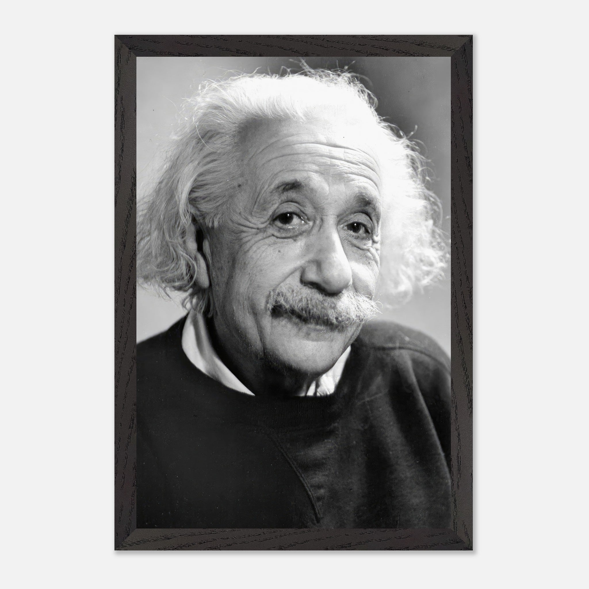 Black-and-white portrait of Albert Einstein from 1946, exuding wisdom and warmth in a museum-quality fine art print.