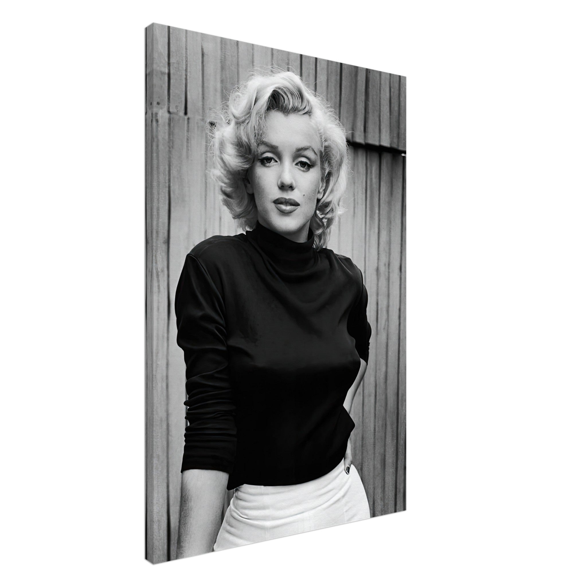 Marilyn Monroe portrait canvas in black-and-white, showcasing elegance and charm, perfect for home or office decor.