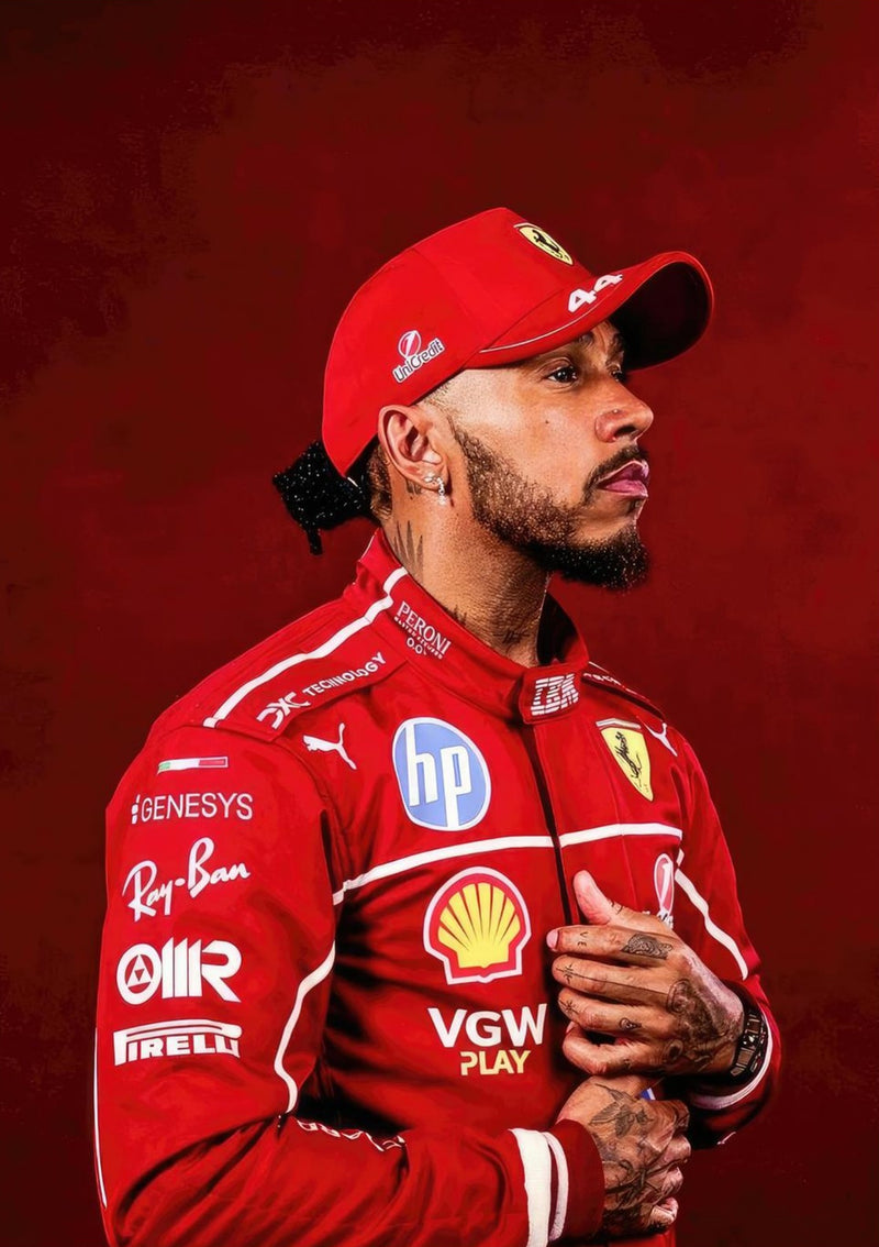 Lewis Hamilton with Ferrari Racing Suit