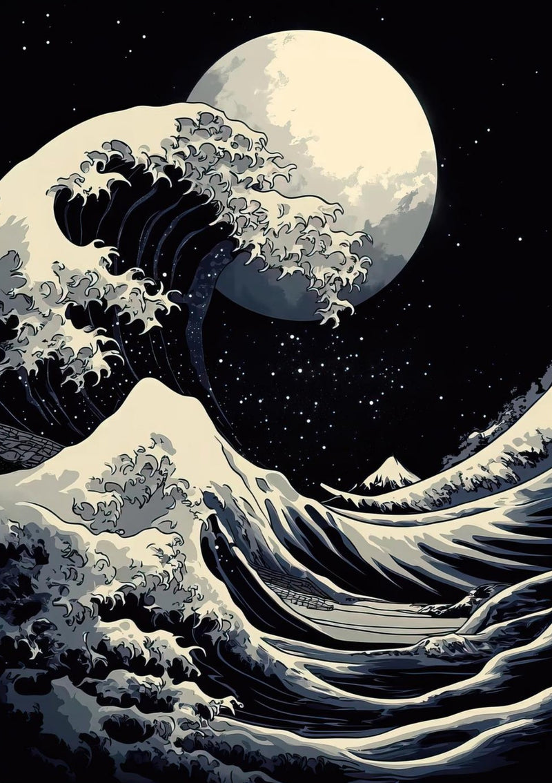 The Great Wave off Kanagawa - Black & White