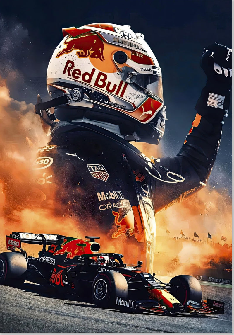 Impresión en metal de Max Verstappen Red Bull