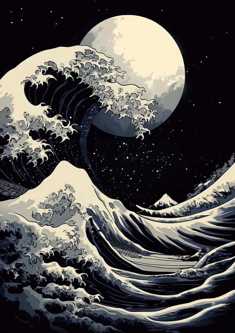 The Great Wave off Kanagawa - Black & White