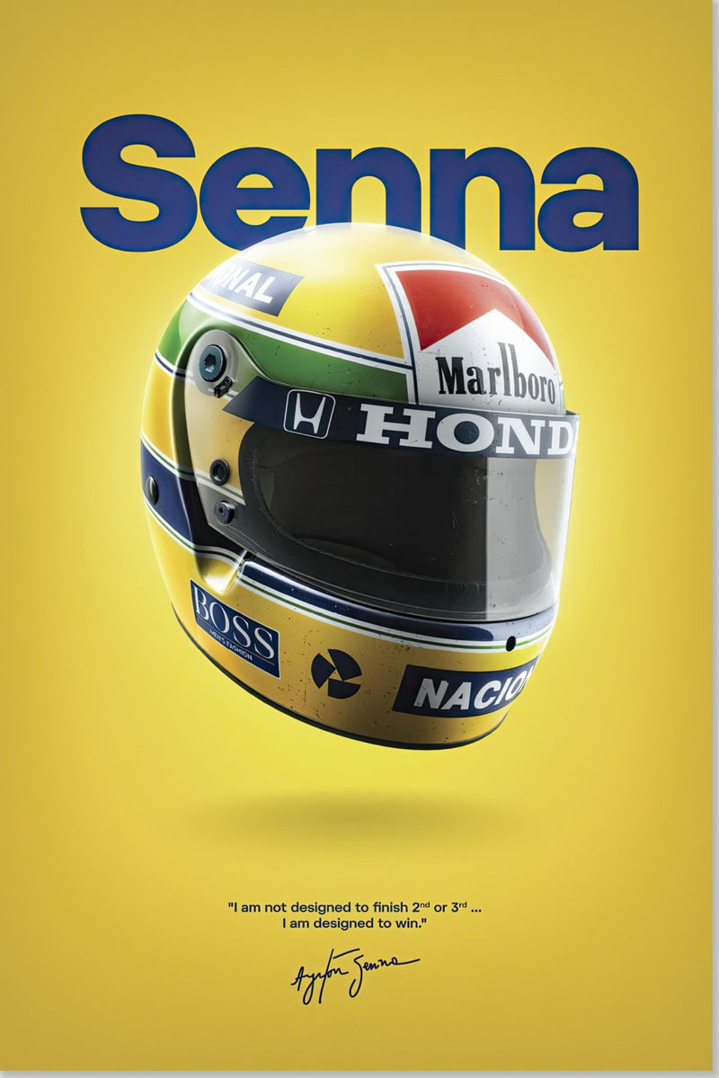Póster de metal con el casco de Ayrton Senna