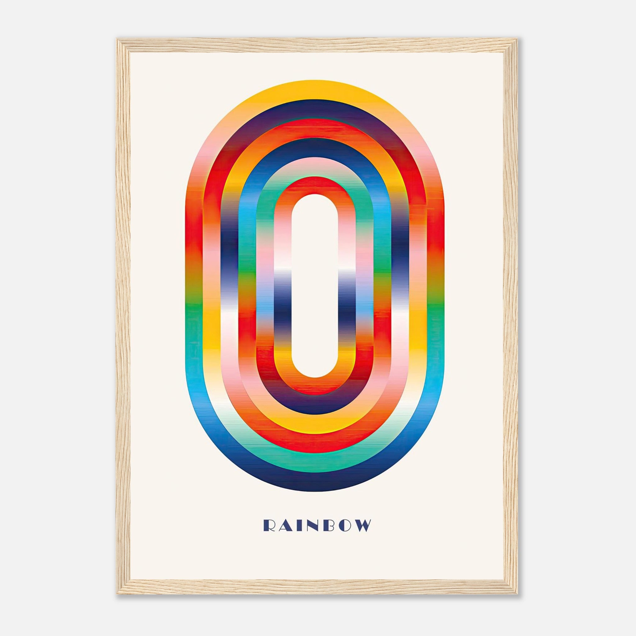 Abstract rainbow geometric art framed print featuring vibrant arch design and smooth gradients.