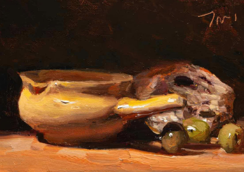 Bowl with Bread and Olives