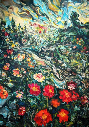Abstrakte florale Landschaftsmalerei
