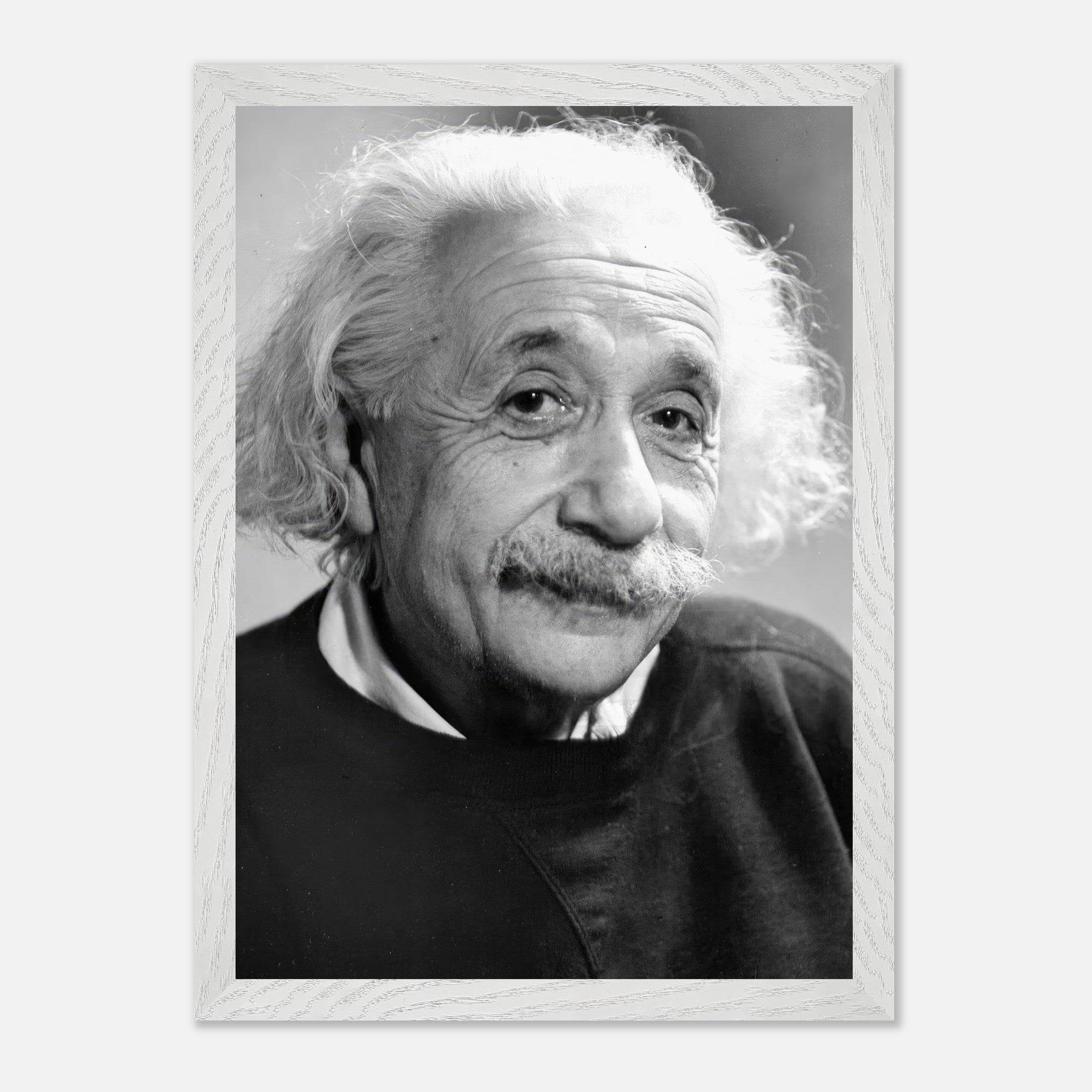 Vintage framed print of Albert Einstein from 1946, showcasing a warm black-and-white portrait.