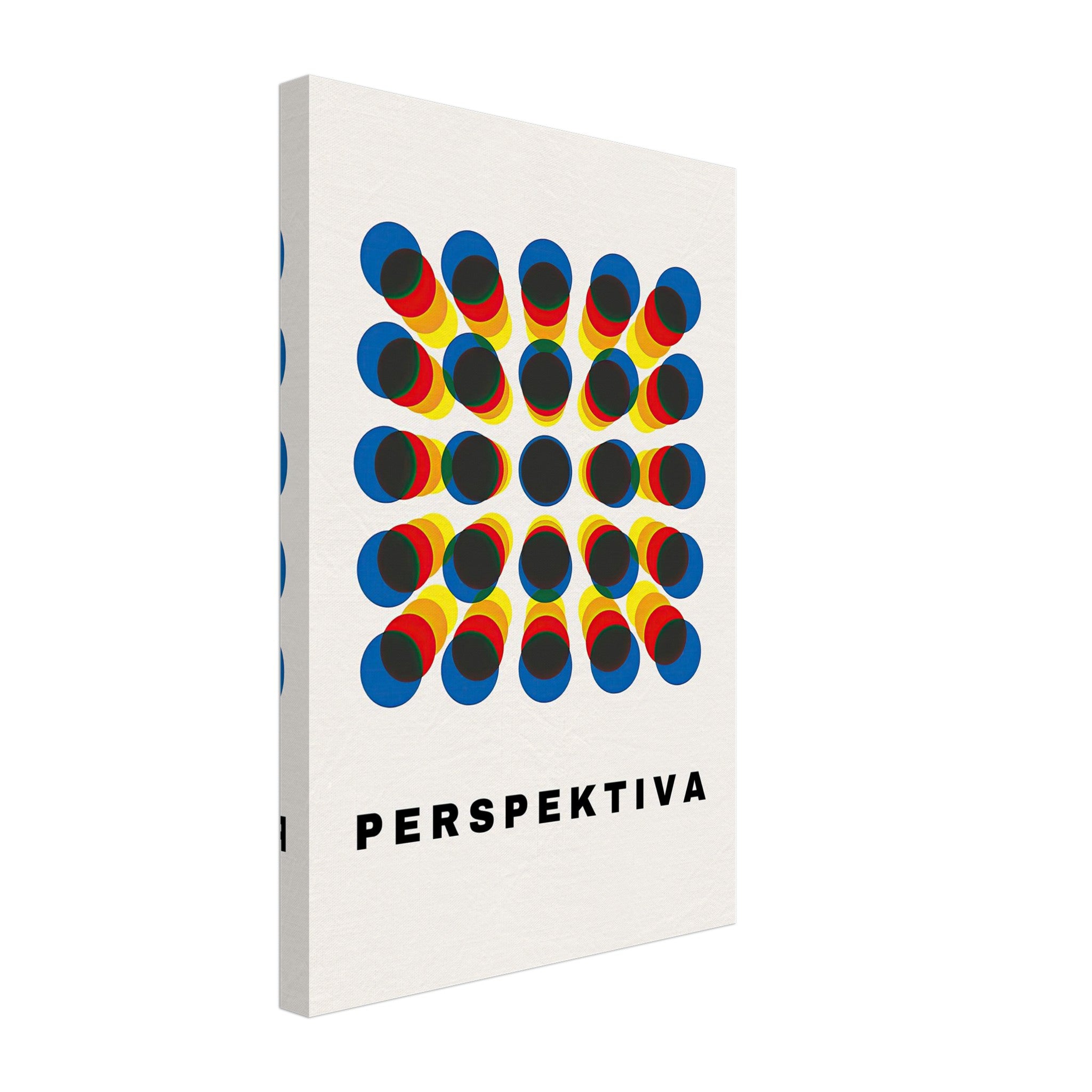 Perspective Abstract Art canvas print featuring bold geometric design and vibrant colors, titled 'PERSPEKTIVA'.