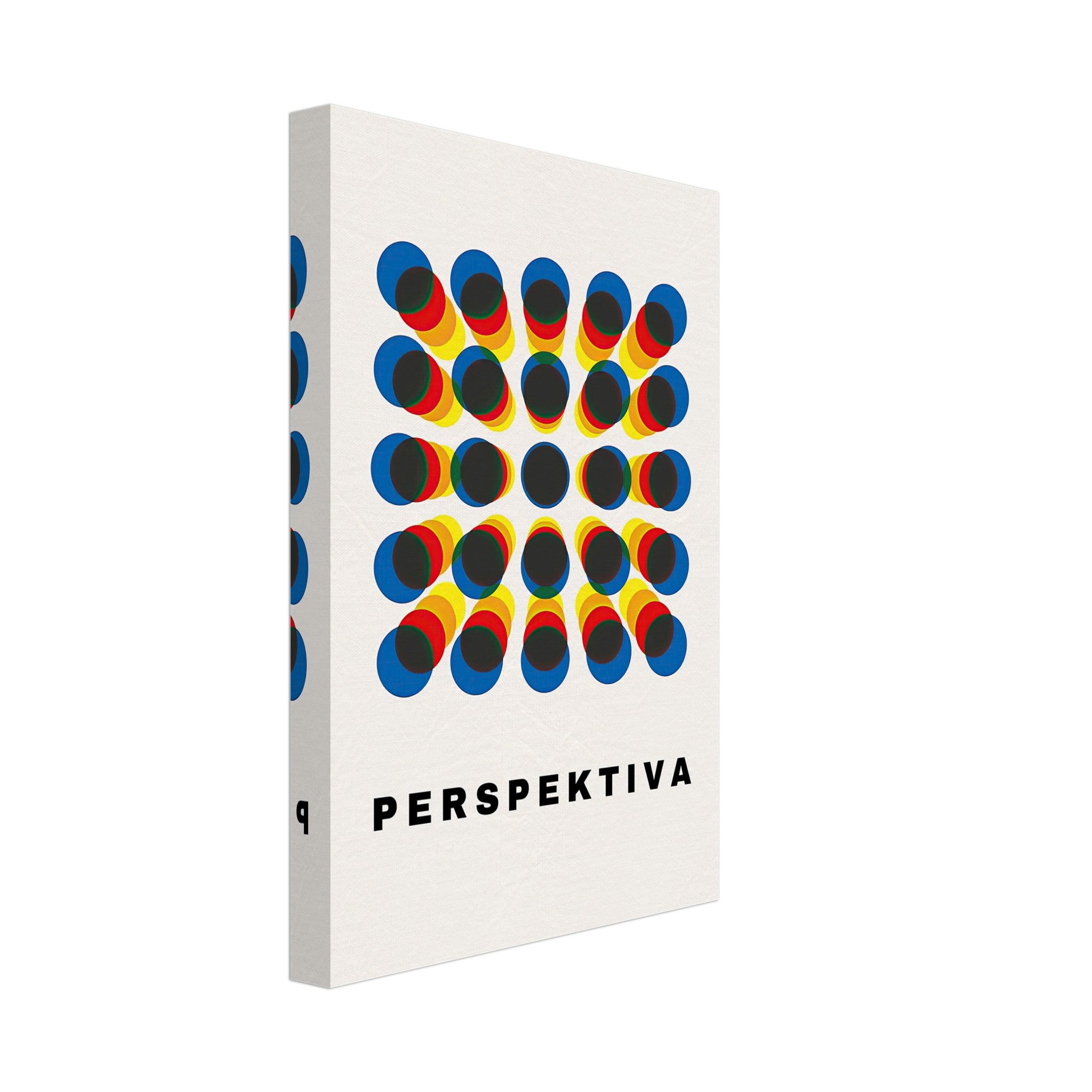 Perspective Abstract Art Canvas Print showcasing bold geometric design with the word 'PERSPEKTIVA'.