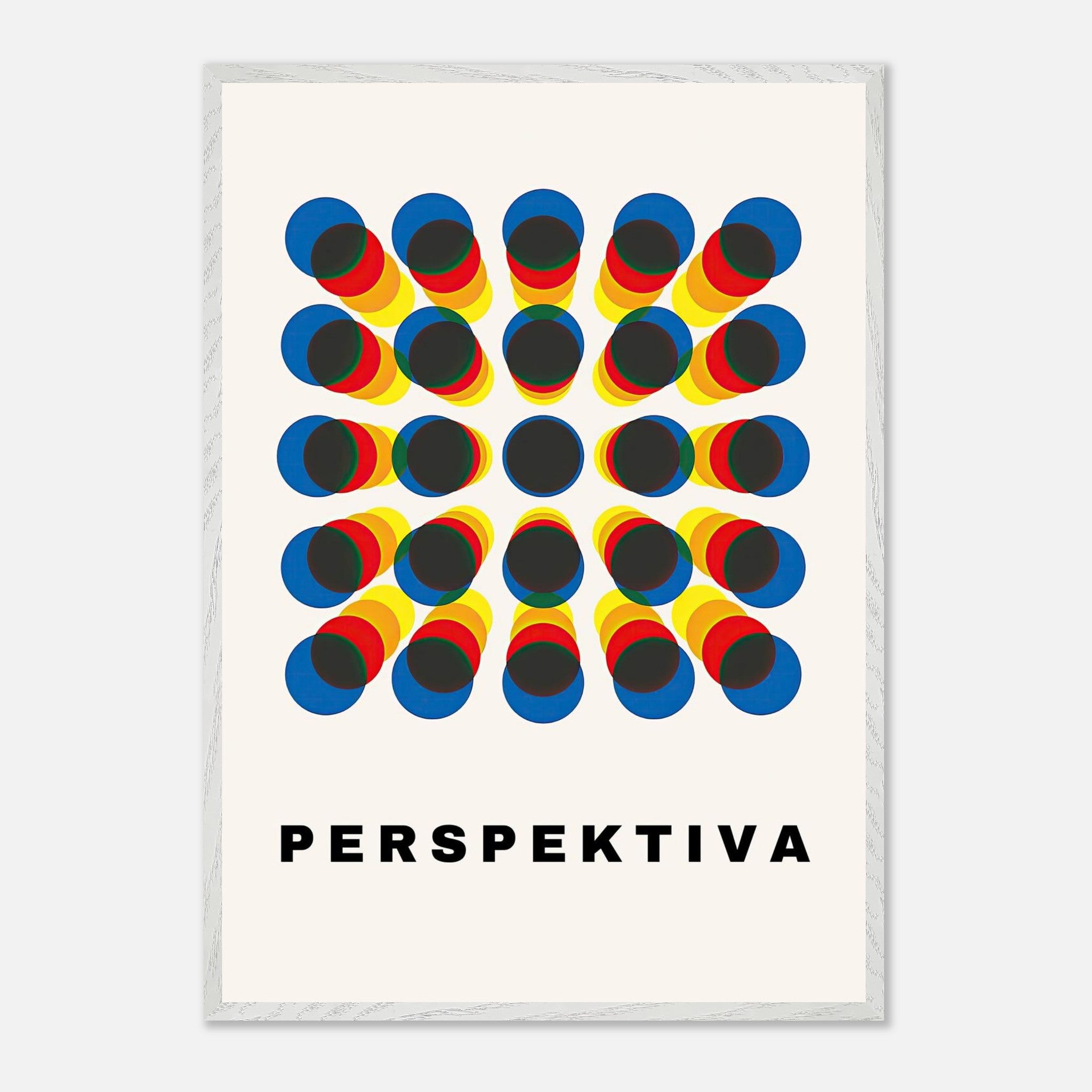 Perspective Abstract Art Vintage Framed Print featuring geometric design and bold colors with optical illusion effect.