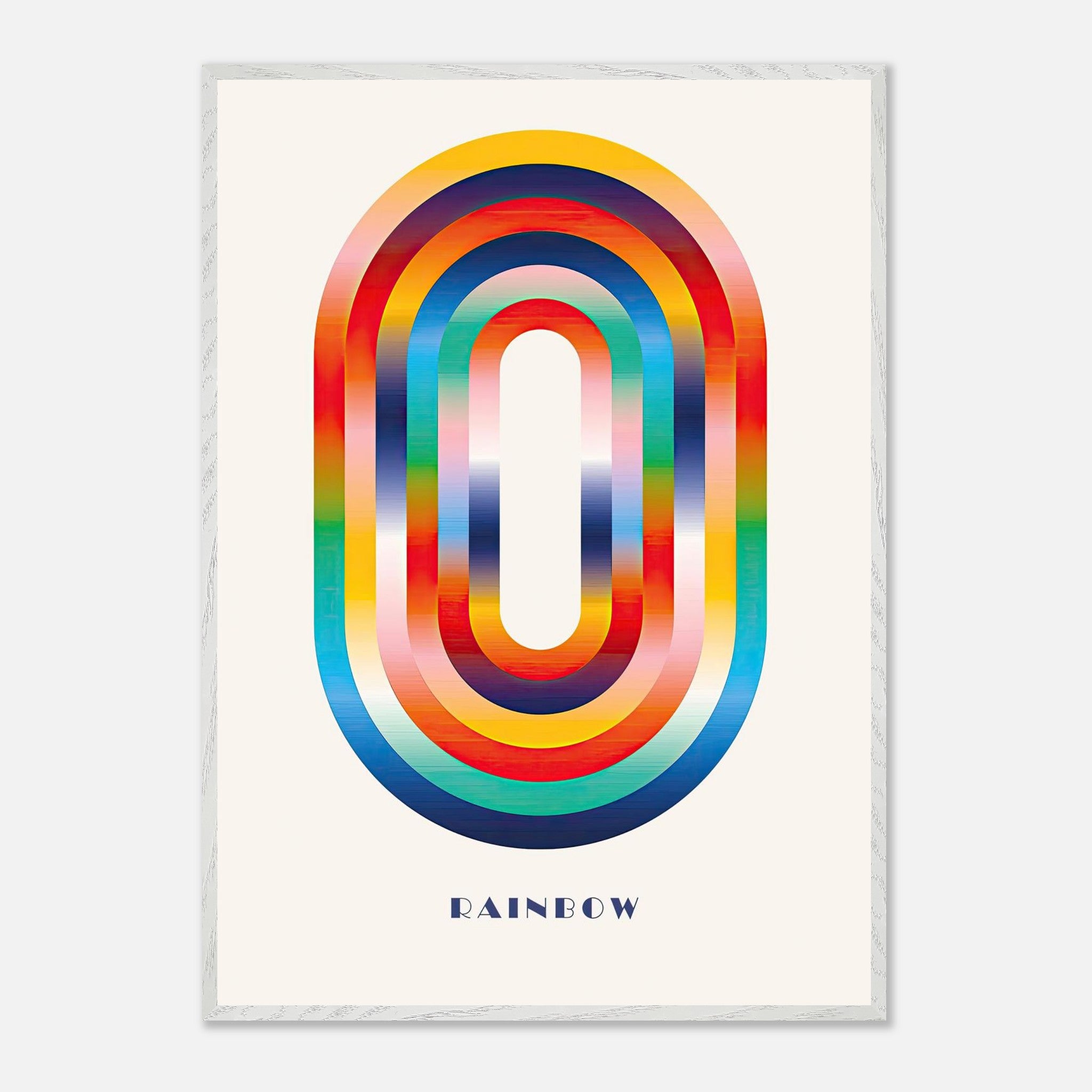Abstract Rainbow Geometric Art featuring vibrant overlapping arcs and vivid hues, perfect for home decor.