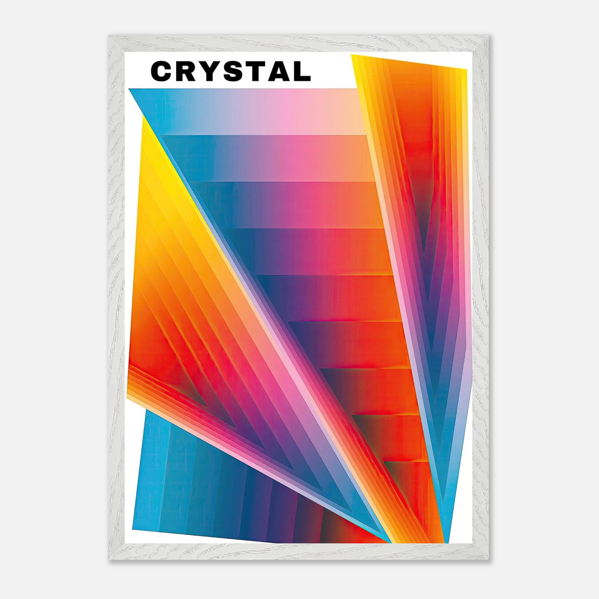 Crystal Abstract Art Vintage Framed Print featuring vibrant geometric patterns in bold colors.