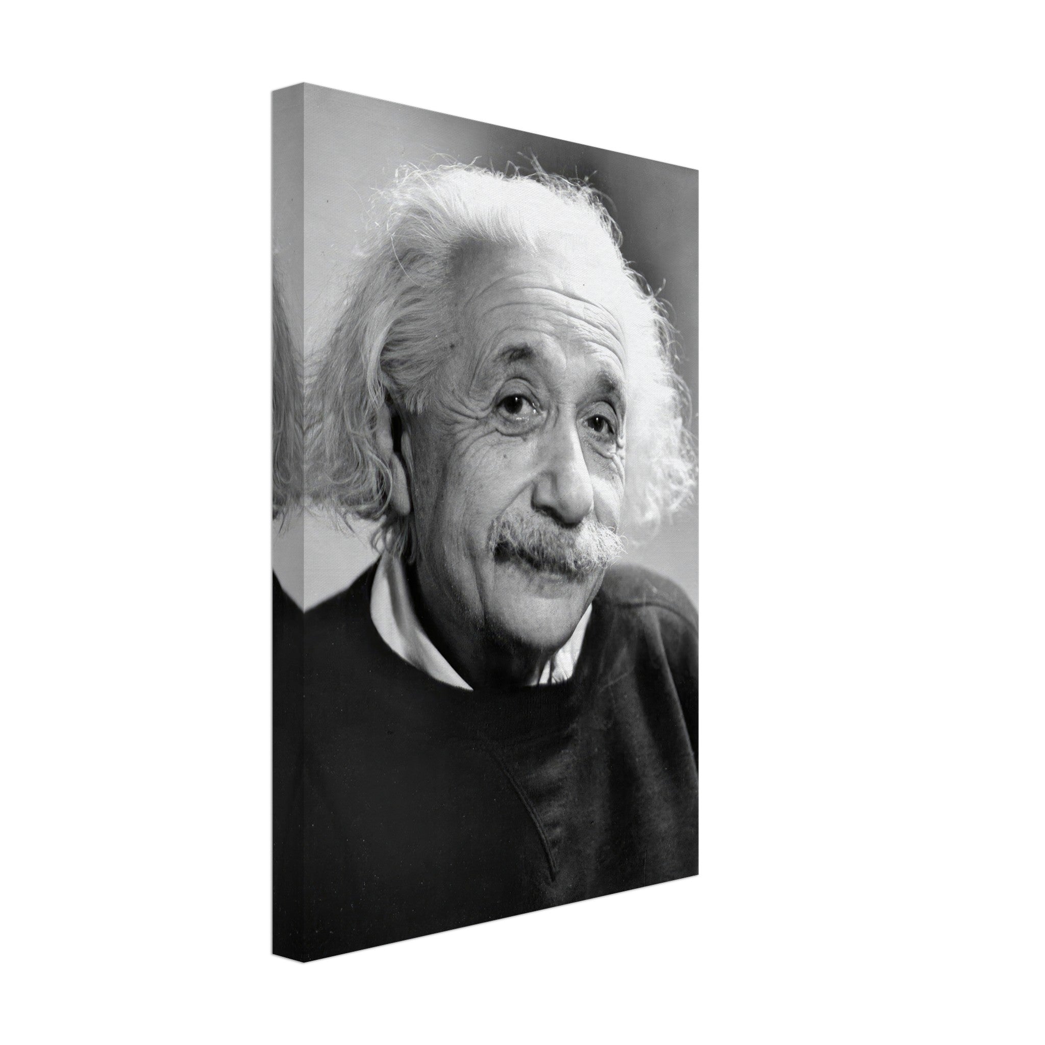 Black and white canvas print of Albert Einstein in 1946, showcasing his wisdom and curiosity.