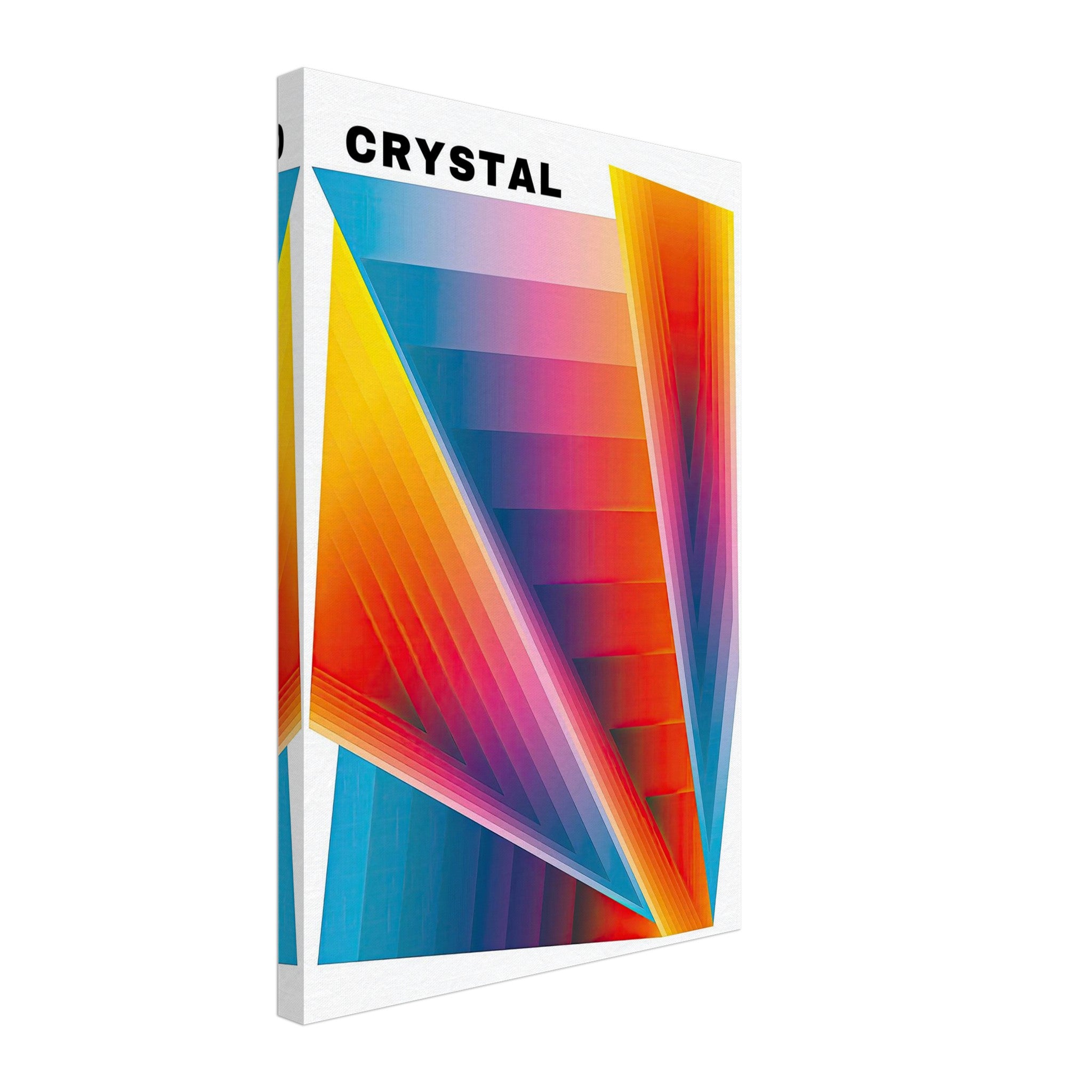 Crystal Abstract Art Canvas Print featuring vibrant geometric shapes and a dynamic color spectrum.