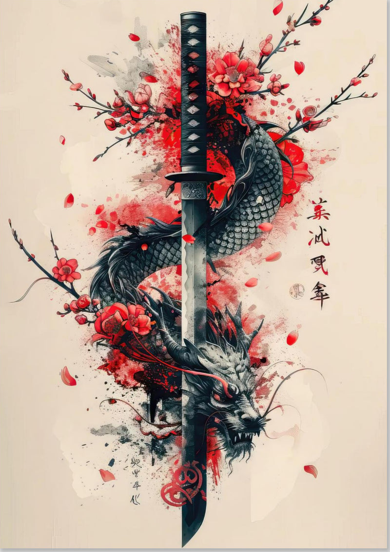 Drachen Samurai Schwert Katana