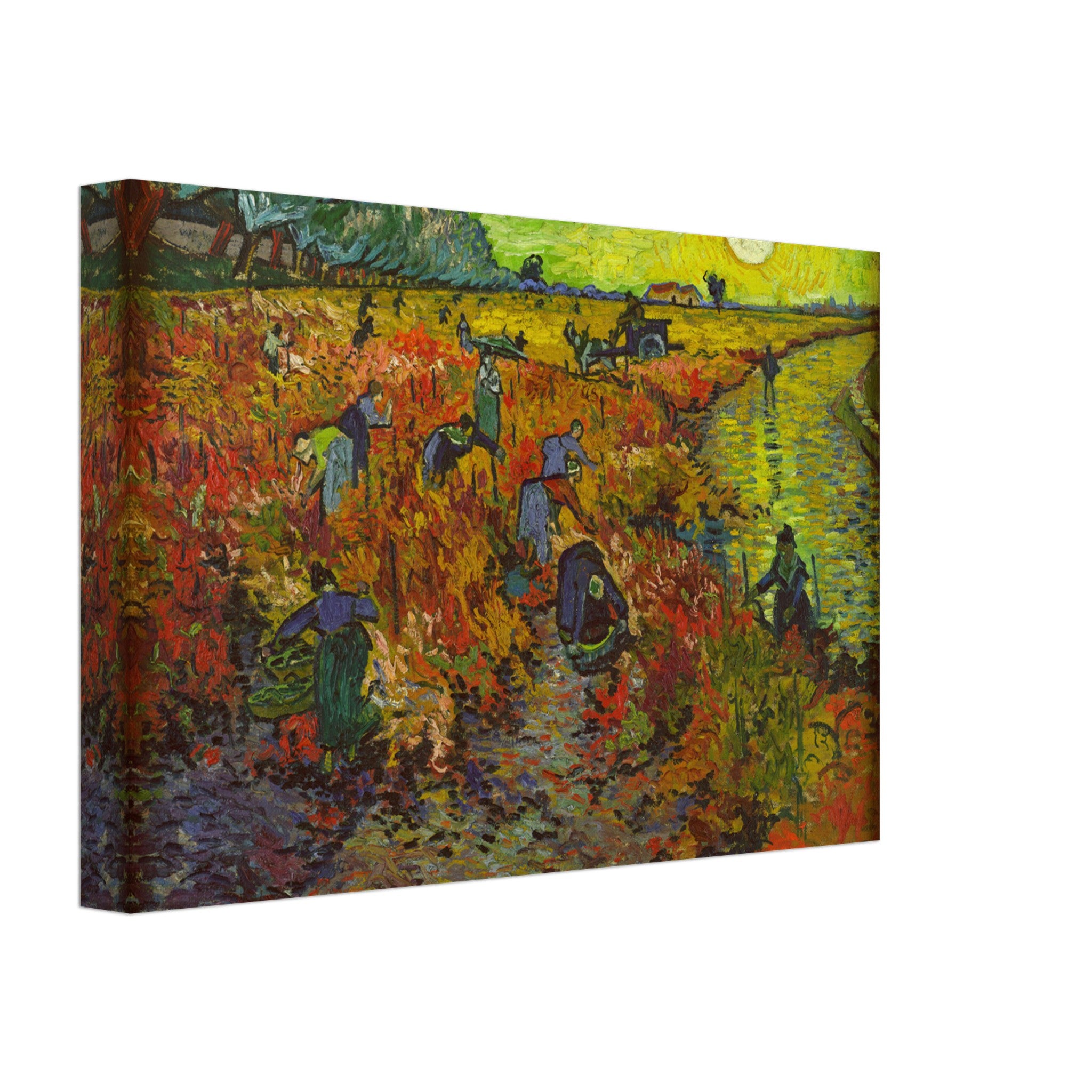 The Red Vineyard by Van Gogh canvas print, featuring vibrant reds and yellows of an autumn vineyard scene.