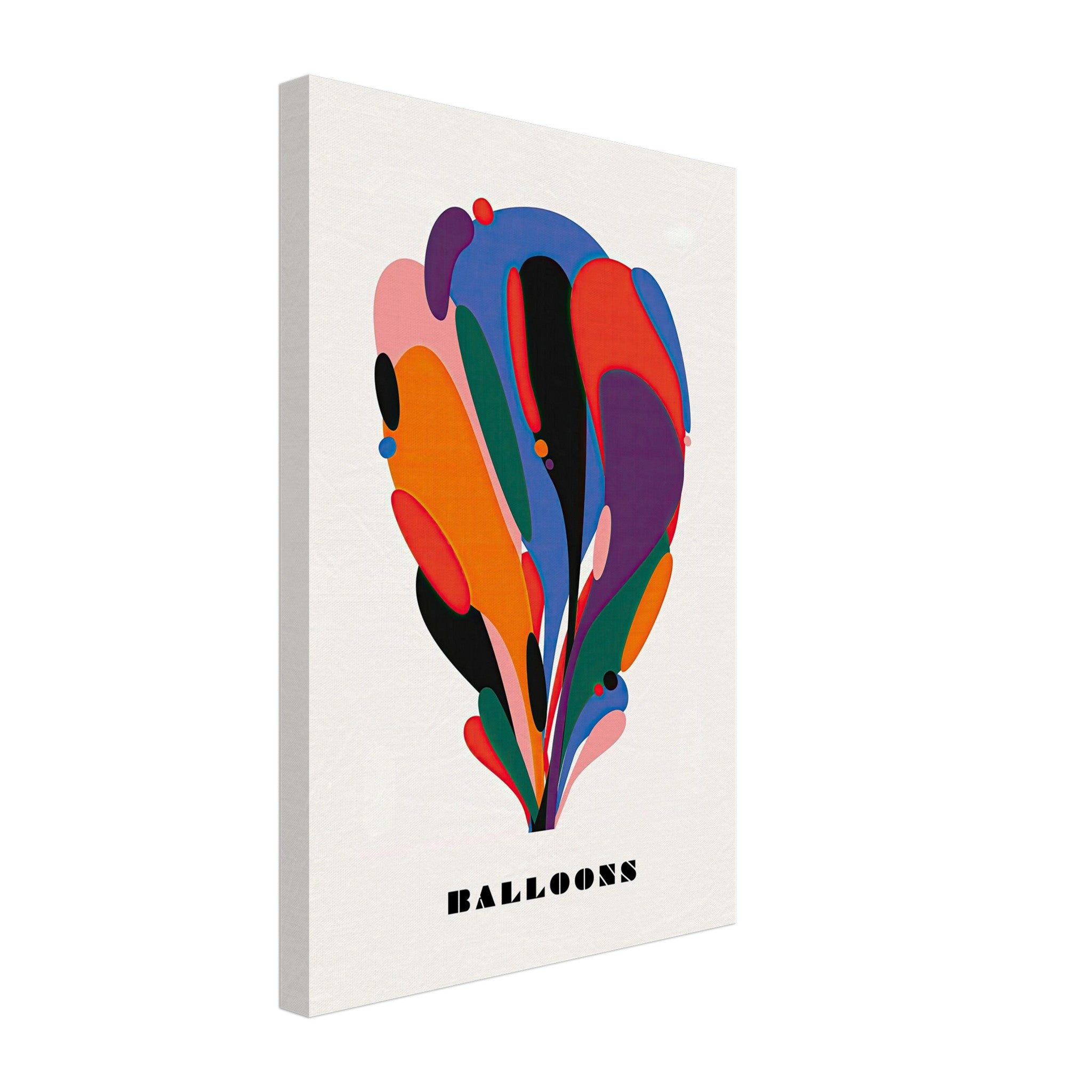 Colorful abstract balloon art canvas print with vibrant shapes and contemporary design.