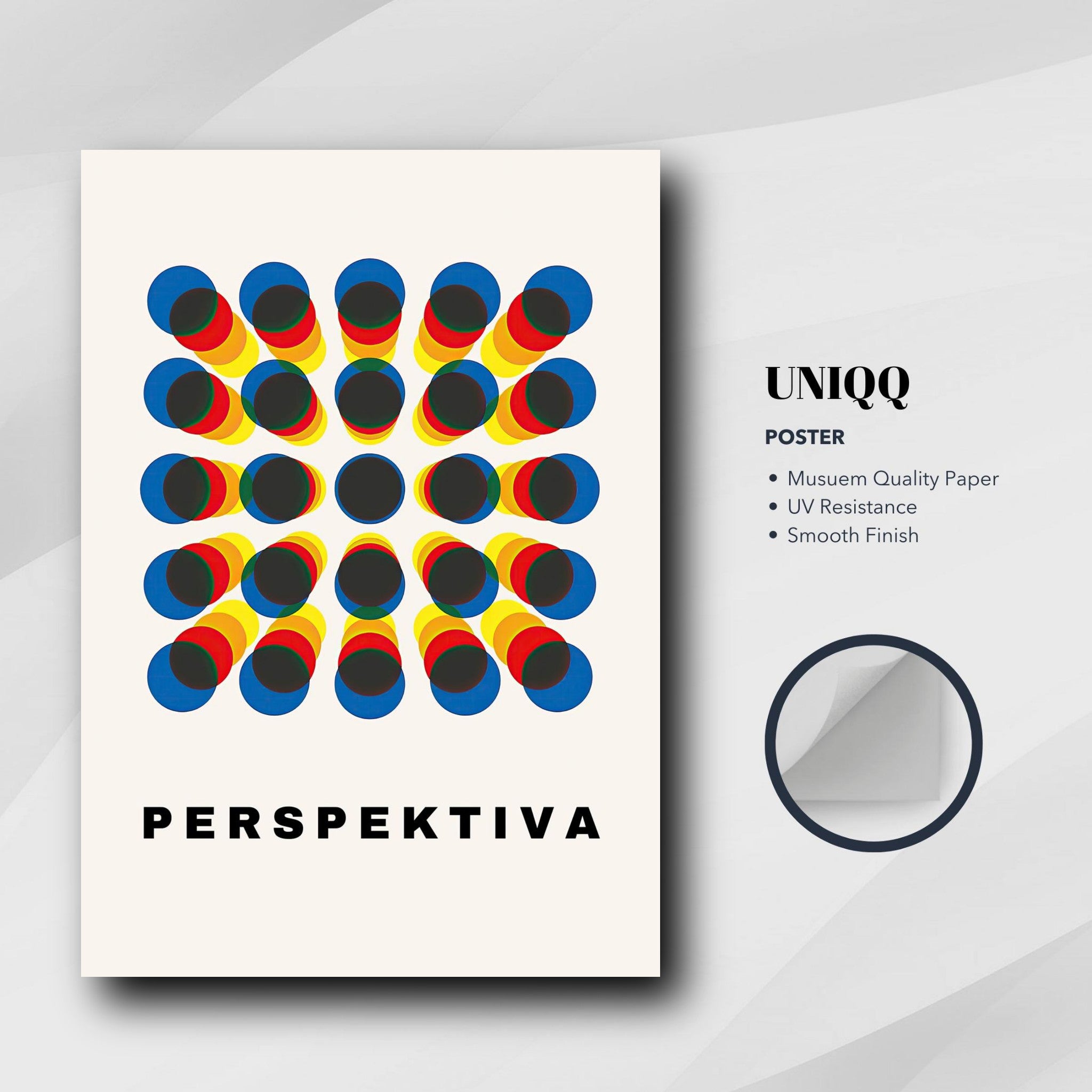 Perspective Abstract Art Poster featuring bold geometric design in vivid colors, UV resistant and museum quality.