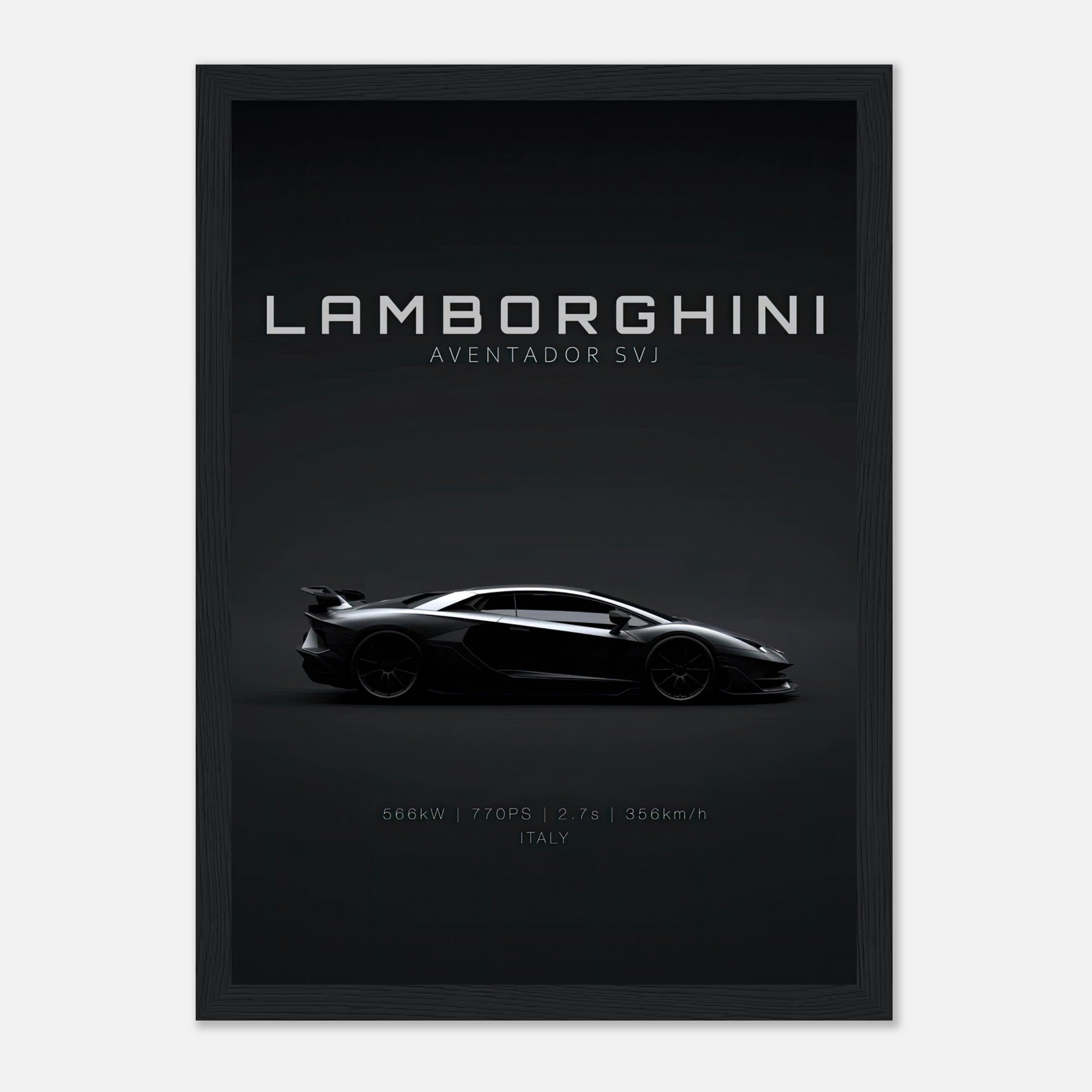 Lamborghini Aventador SVJ framed poster showcasing sleek design and high-definition print.