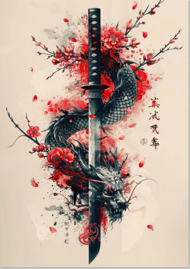 Drachen Samurai Schwert Katana