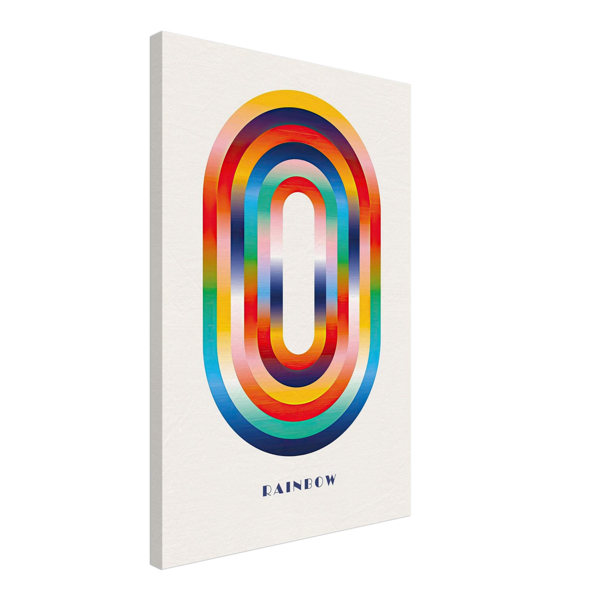 Abstract Rainbow Geometric Art Canvas Print featuring bold, overlapping arches in vibrant colors.