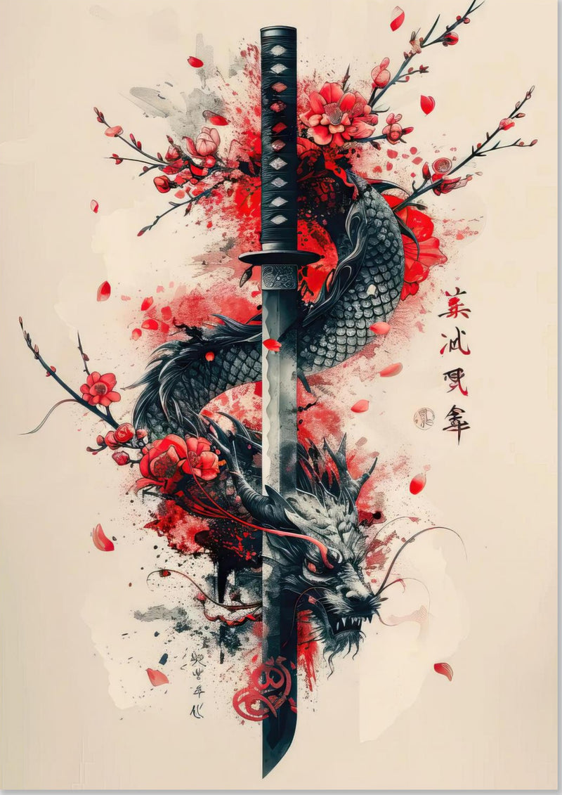 Drachen Samurai Schwert Katana