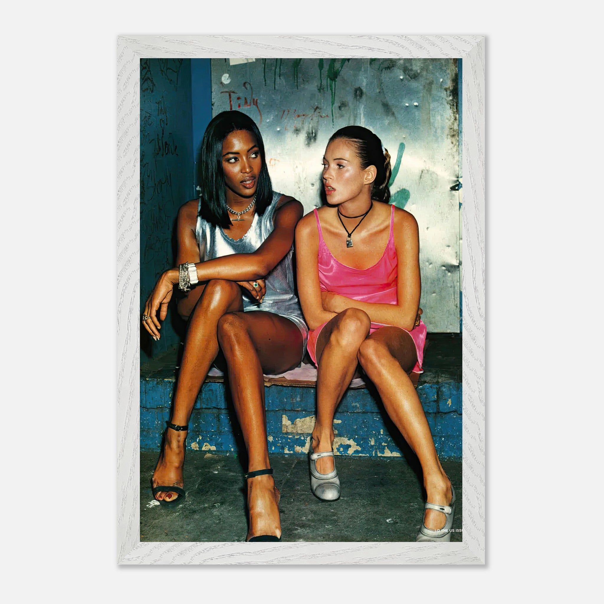 Naomi Campbell and Kate Moss in a timeless fine art print, celebrating the golden age of fashion.