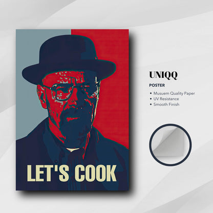 Heisenberg Let's Cook poster featuring bold colors and iconic design, perfect for fans of modern pop art.