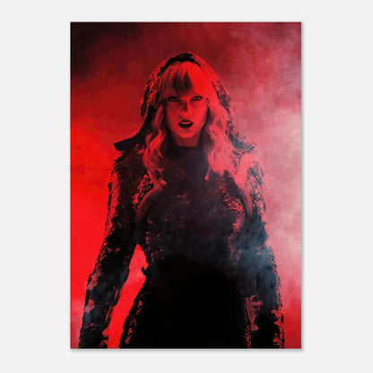 Taylor Swift Red Poster featuring the artist in a striking red background, exuding bold artistry and iconic style.