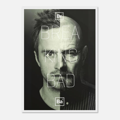 Jesse x Walter Breaking Bad framed print featuring a striking split-face design in high resolution.