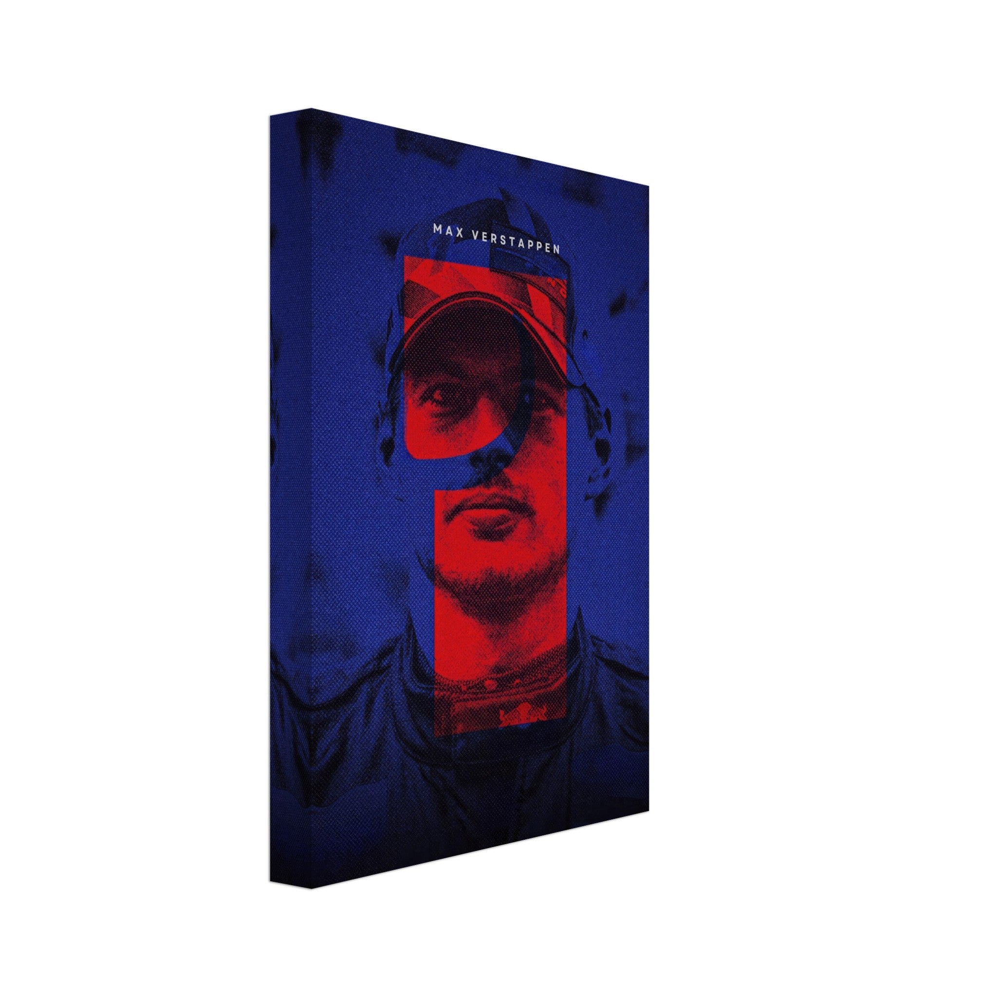 Max Verstappen vibrant canvas print with bold colors and dynamic F1-inspired design, featuring gallery-wrapped edges.