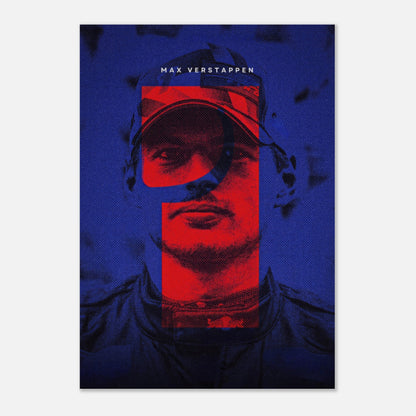 Max Verstappen poster showcasing vibrant colors and high-energy design, perfect for motorsport enthusiasts and home decor.