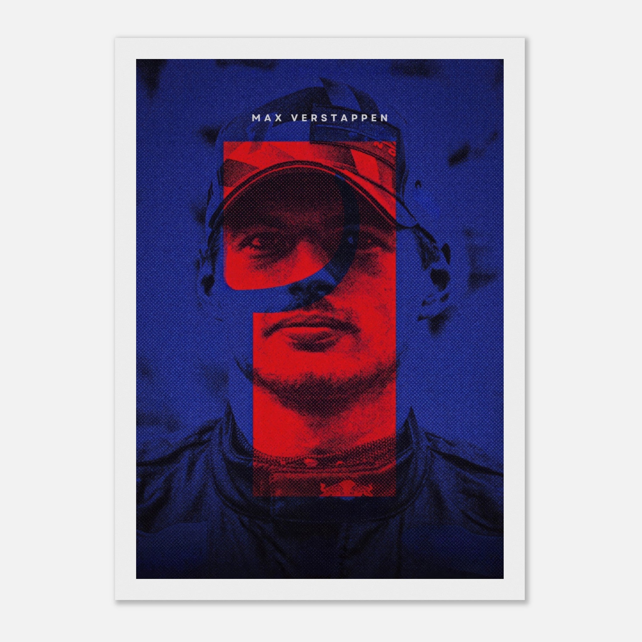 Max Verstappen framed print featuring bold colors and dynamic design, celebrating the F1 champion's spirit.