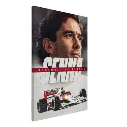 Canvas art of Ayrton Senna, capturing the racing legend’s legacy and passion for Formula 1 motorsport.