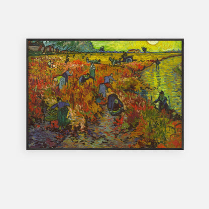 The Red Vineyard by Van Gogh, vibrant Giclée print of grape harvest in autumn hues, museum quality fine art.