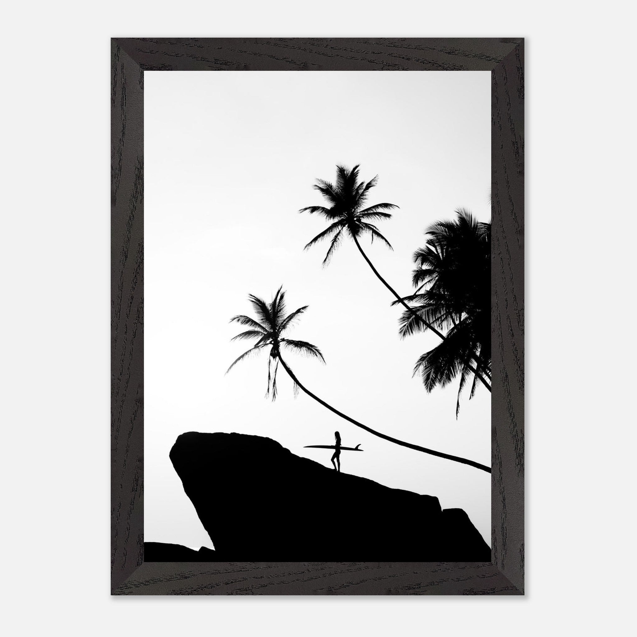 Surfer Beneath Palm Trees in Indonesia