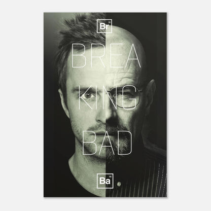 Jesse x Walter Breaking Bad metal poster showcasing iconic character duality in high-resolution design.