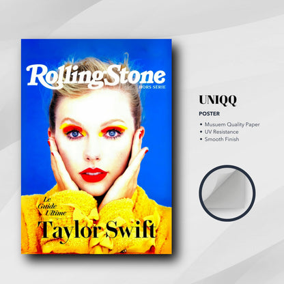 Taylor Swift Rolling Stone poster with vibrant colors and stunning design featuring UV resistance and museum quality paper.