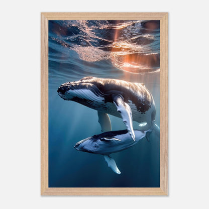 Underwater photography of a humpback whale and calf, showcasing the beauty and grace of these majestic ocean creatures.