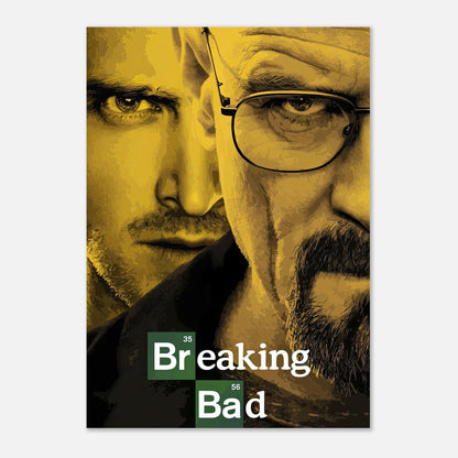 Breaking Bad official poster featuring Walter White and Jesse Pinkman in a striking yellow and black design.