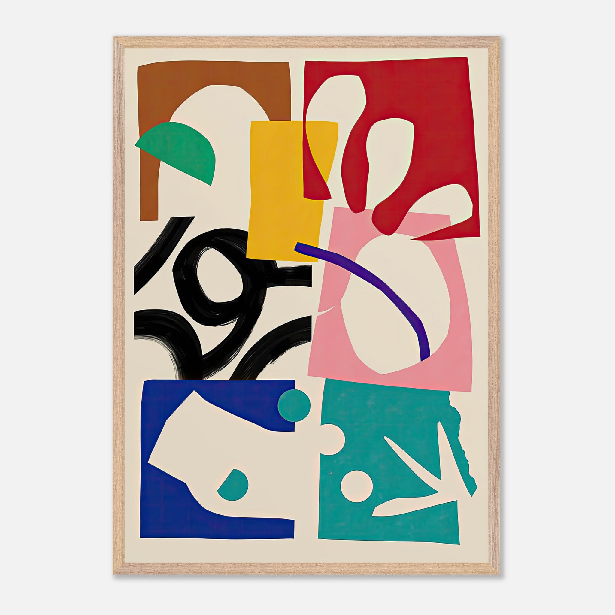 Museum-quality giclée print titled 'The Abstract Harmony' featuring bold colors and dynamic shapes.