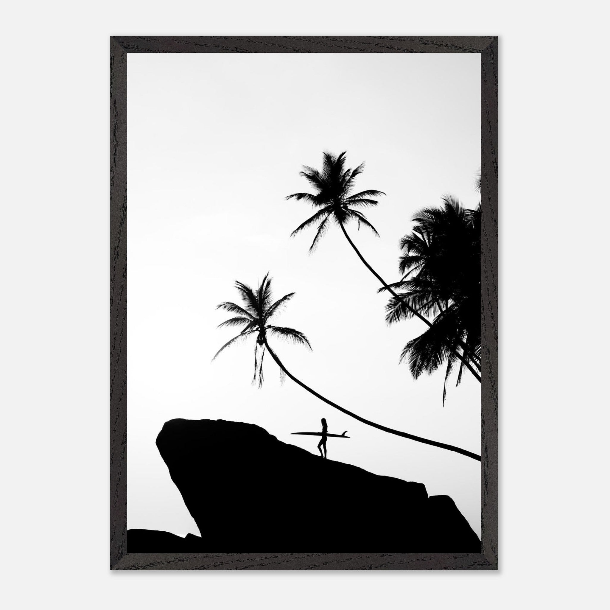 Surfer Beneath Palm Trees in Indonesia