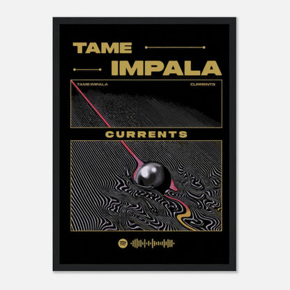 Tame Impala Currents framed poster featuring vibrant psychedelic album cover artwork. Perfect for music and art lovers.